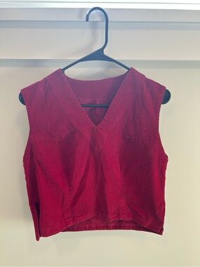 Red Sleeveless V-Neck Women's Top